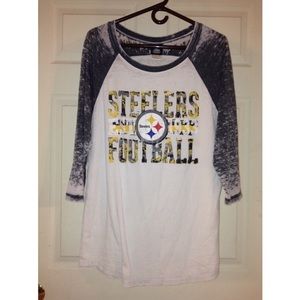 A cotton 3/4 sleeved Pittsburgh Steelers shirt